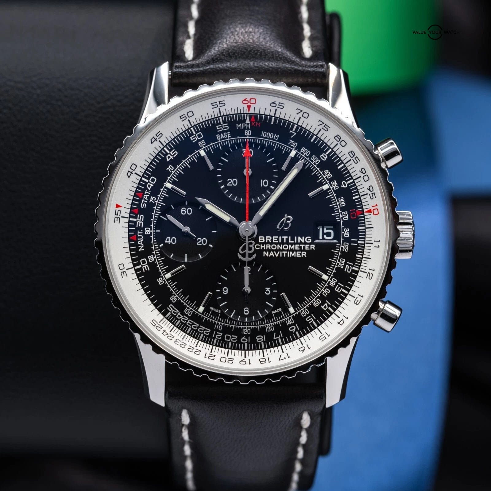 Breitling Navitimer Chronograph Black Dial Mens 41mm Watch A13324 Complete Set - Image 2