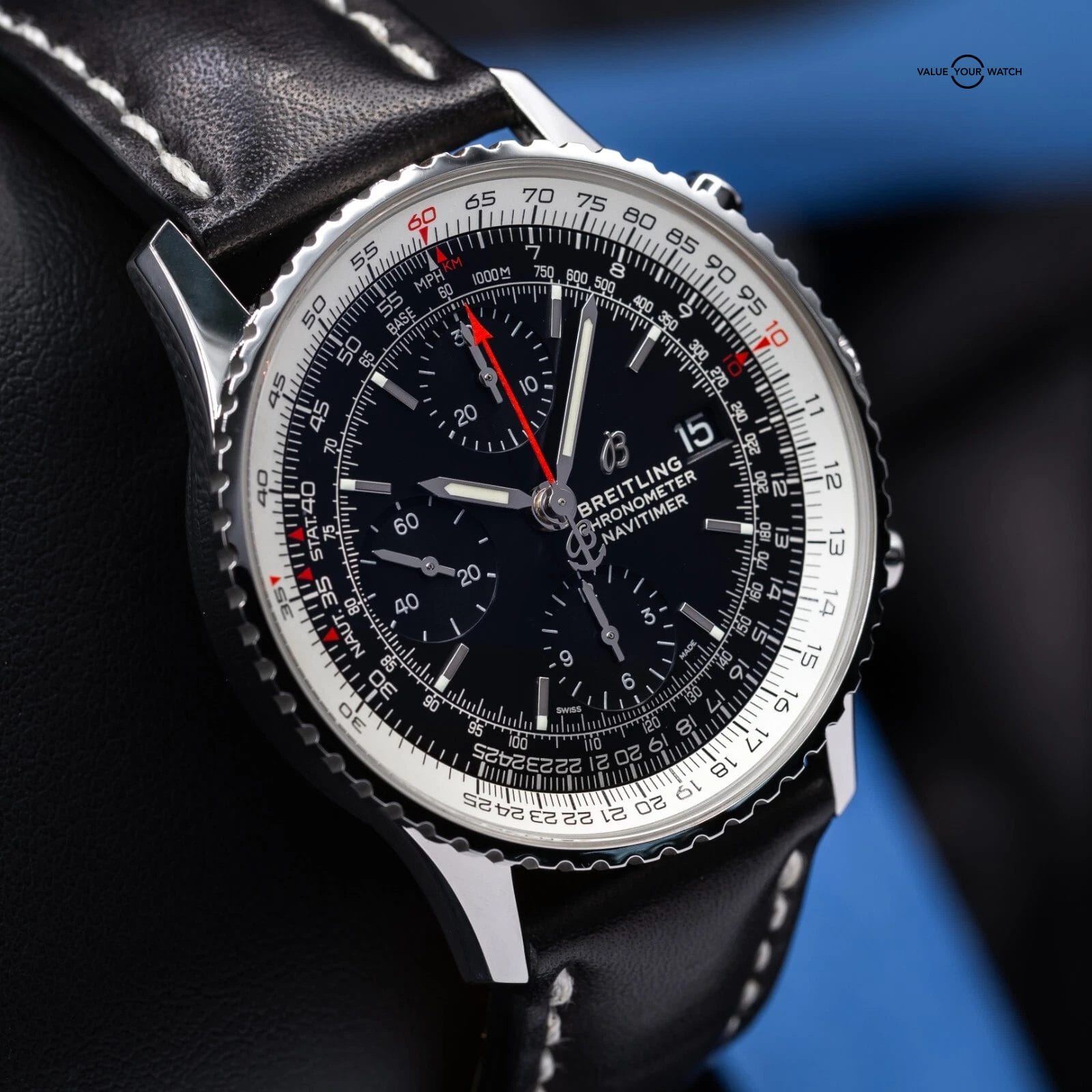 Breitling Navitimer Chronograph Black Dial Mens 41mm Watch A13324 Complete Set - Image 3