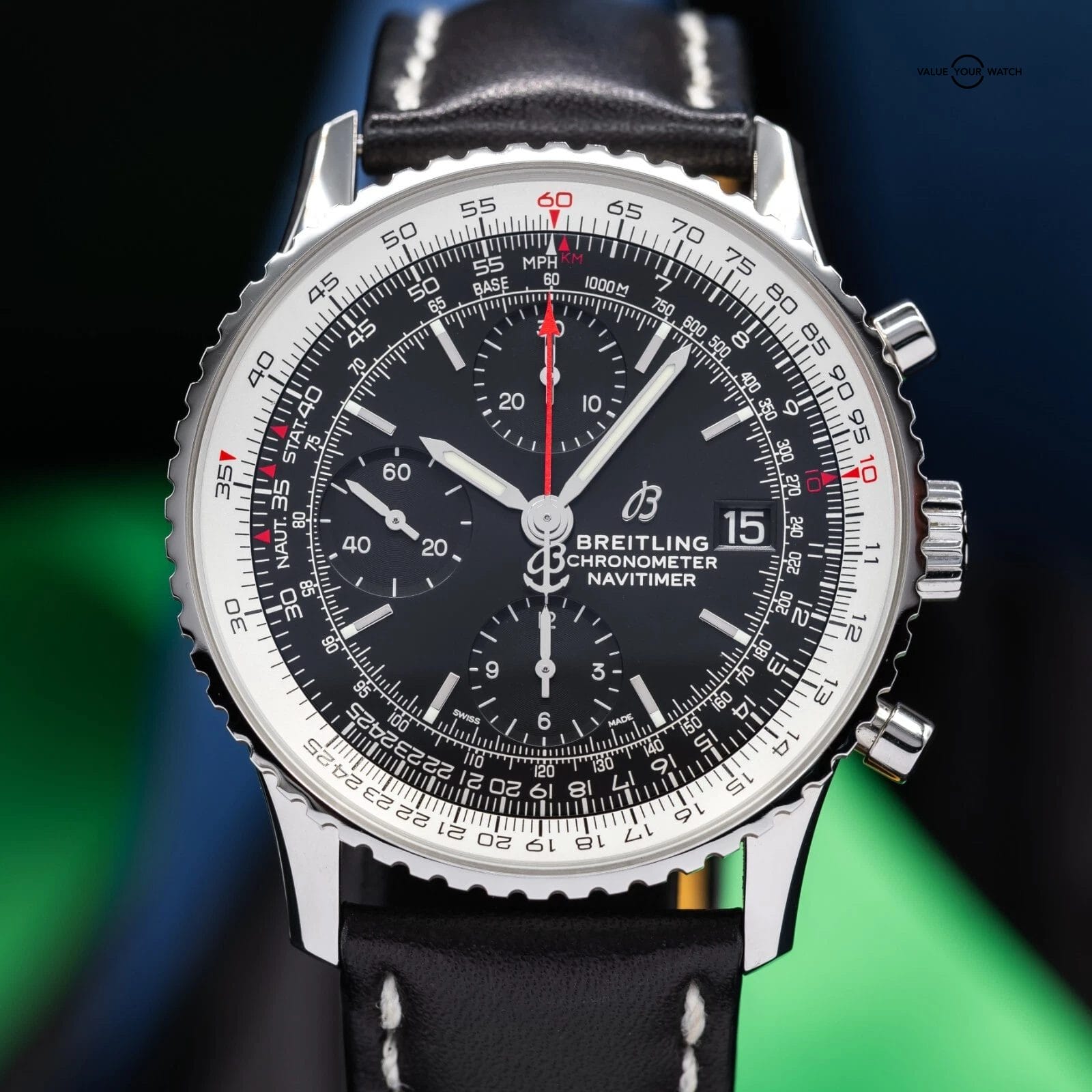 Breitling Navitimer Chronograph Black Dial Mens 41mm Watch A13324 Complete Set - Image 4