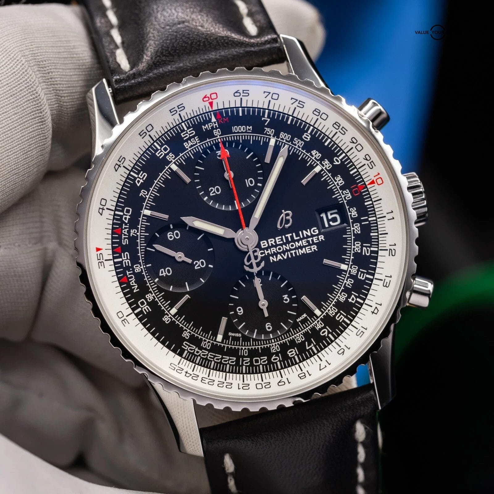 Breitling Navitimer Chronograph Black Dial Mens 41mm Watch A13324 Complete Set - Image 5