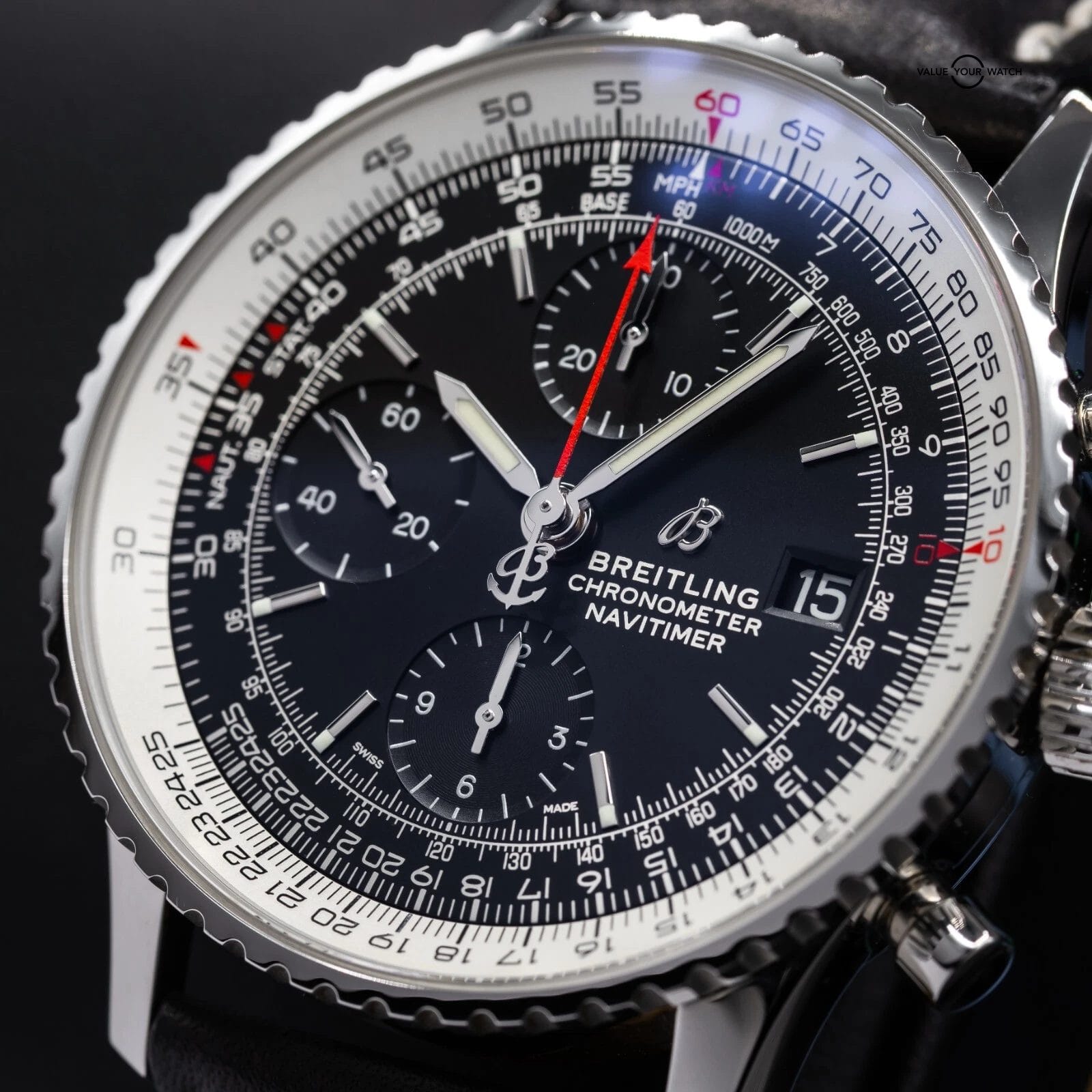 Breitling Navitimer Chronograph Black Dial Mens 41mm Watch A13324 Complete Set - Image 9