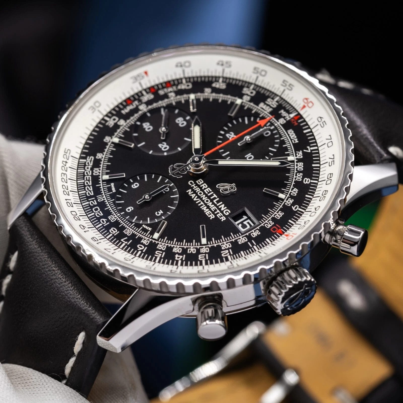 Breitling Navitimer Chronograph Black Dial Mens 41mm Watch A13324 Complete Set - Image 14