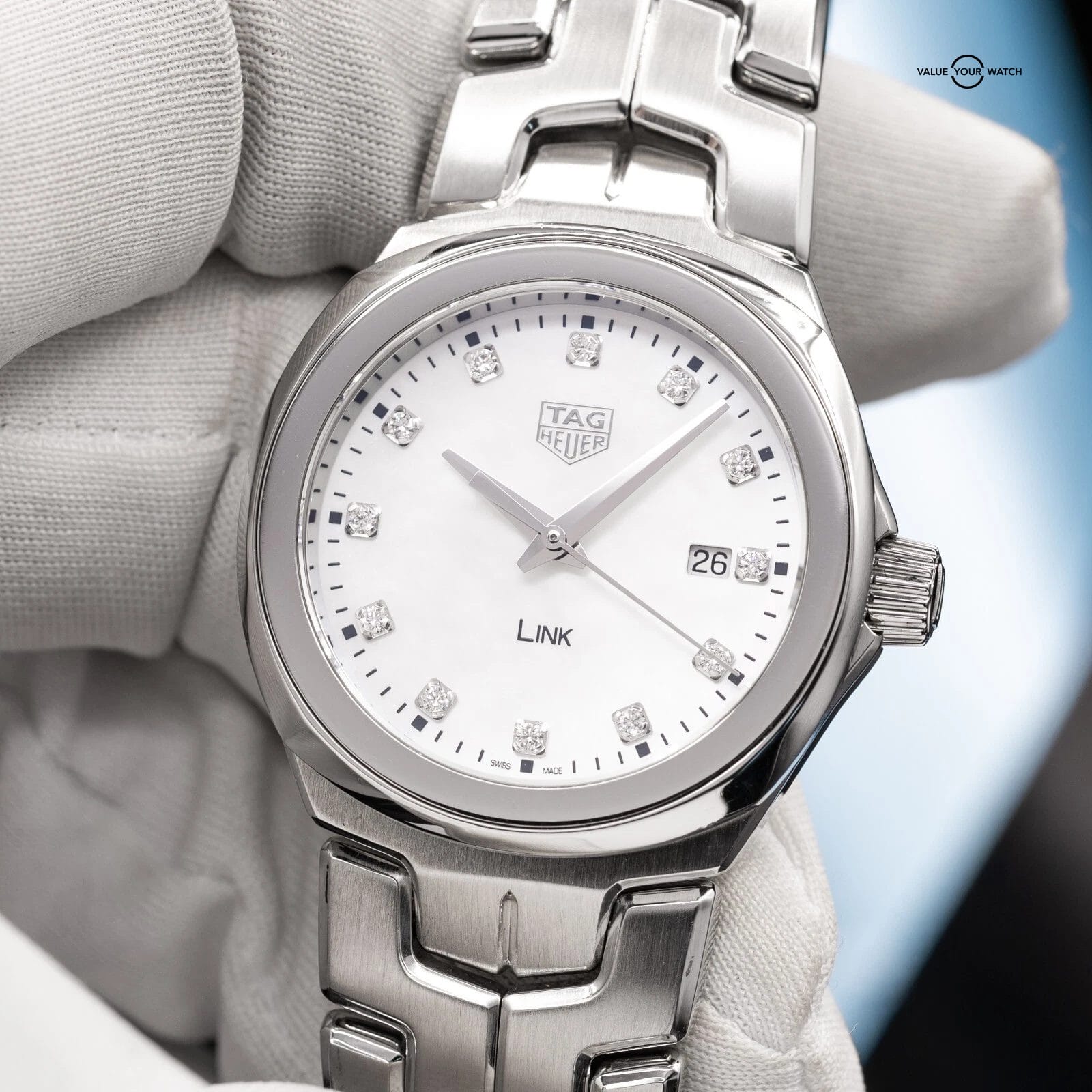 TAG Heuer Link Lady Mother of Pearl & Diamonds Women's Watch 32mm WBC1312.BA0600 - Image 16