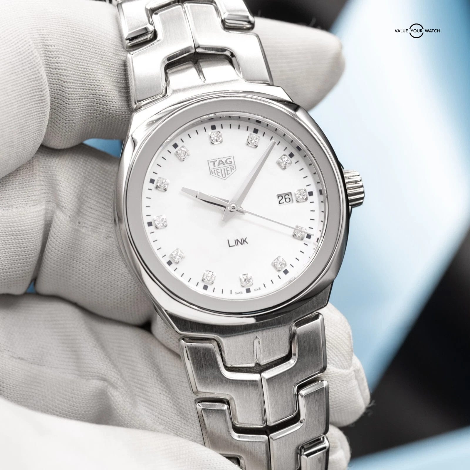 TAG Heuer Link Lady Mother of Pearl & Diamonds Women's Watch 32mm WBC1312.BA0600 - Image 10