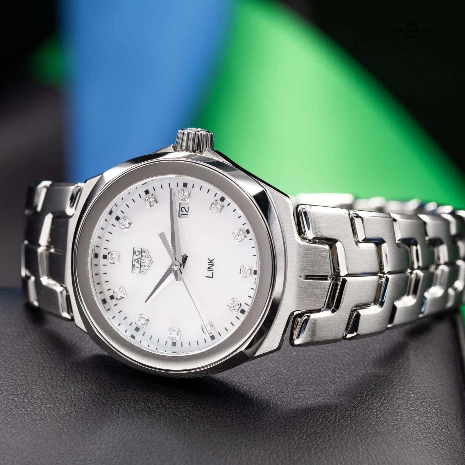 TAG Heuer Link Lady Mother of Pearl & Diamonds Women's Watch 32mm WBC1312.BA0600 - Image 5