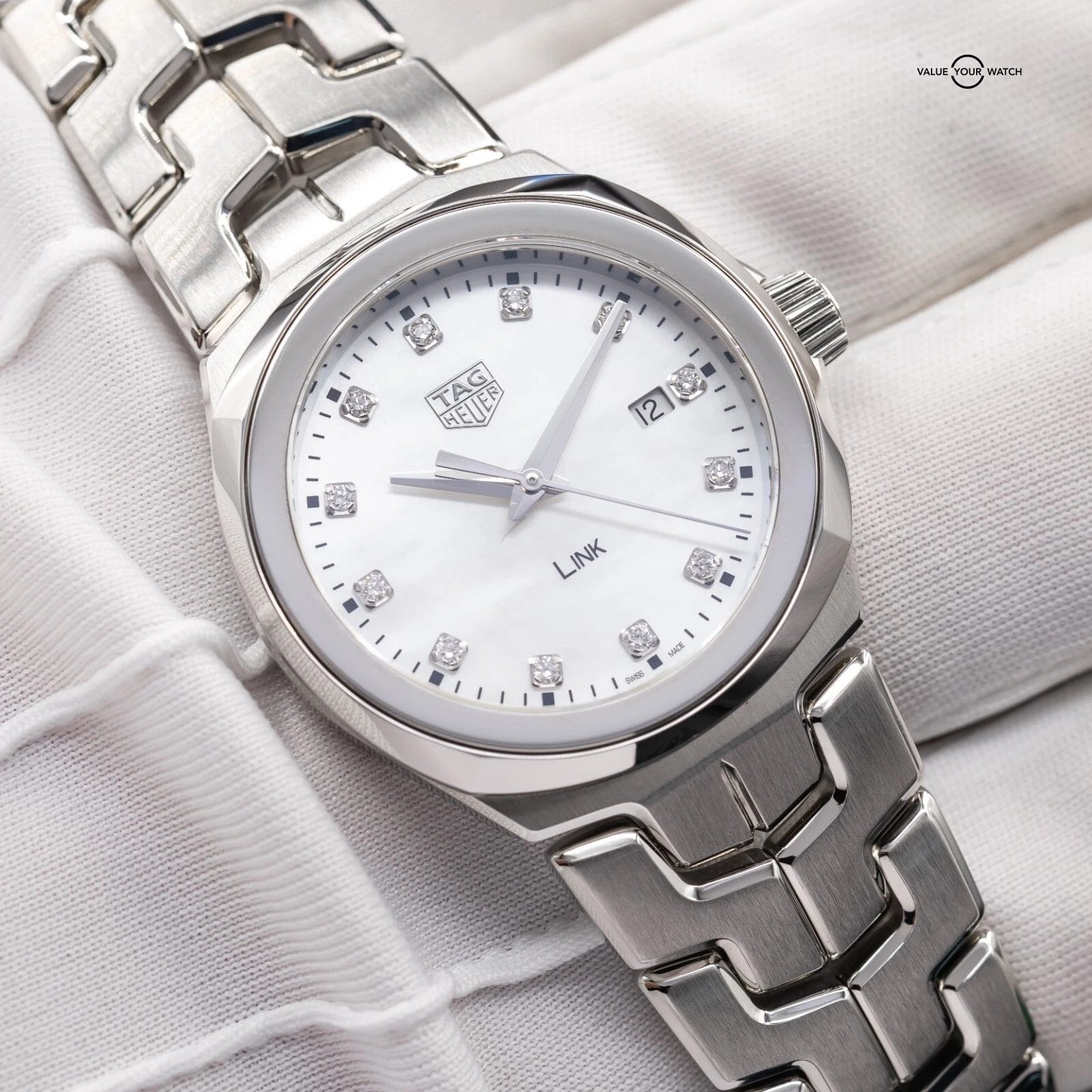 TAG Heuer Link Lady Mother of Pearl & Diamonds Women's Watch 32mm WBC1312.BA0600 - Image 13