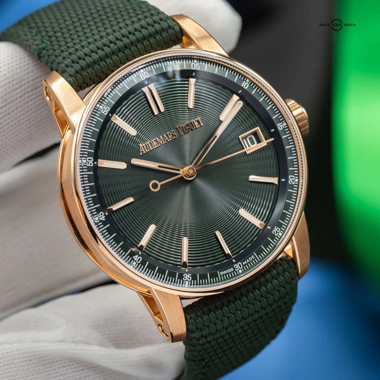 Audemars Piguet Code 11.59 18K Rose Gold Green Men's Watch -15210OR.OO.A056KB.01 - Image 8