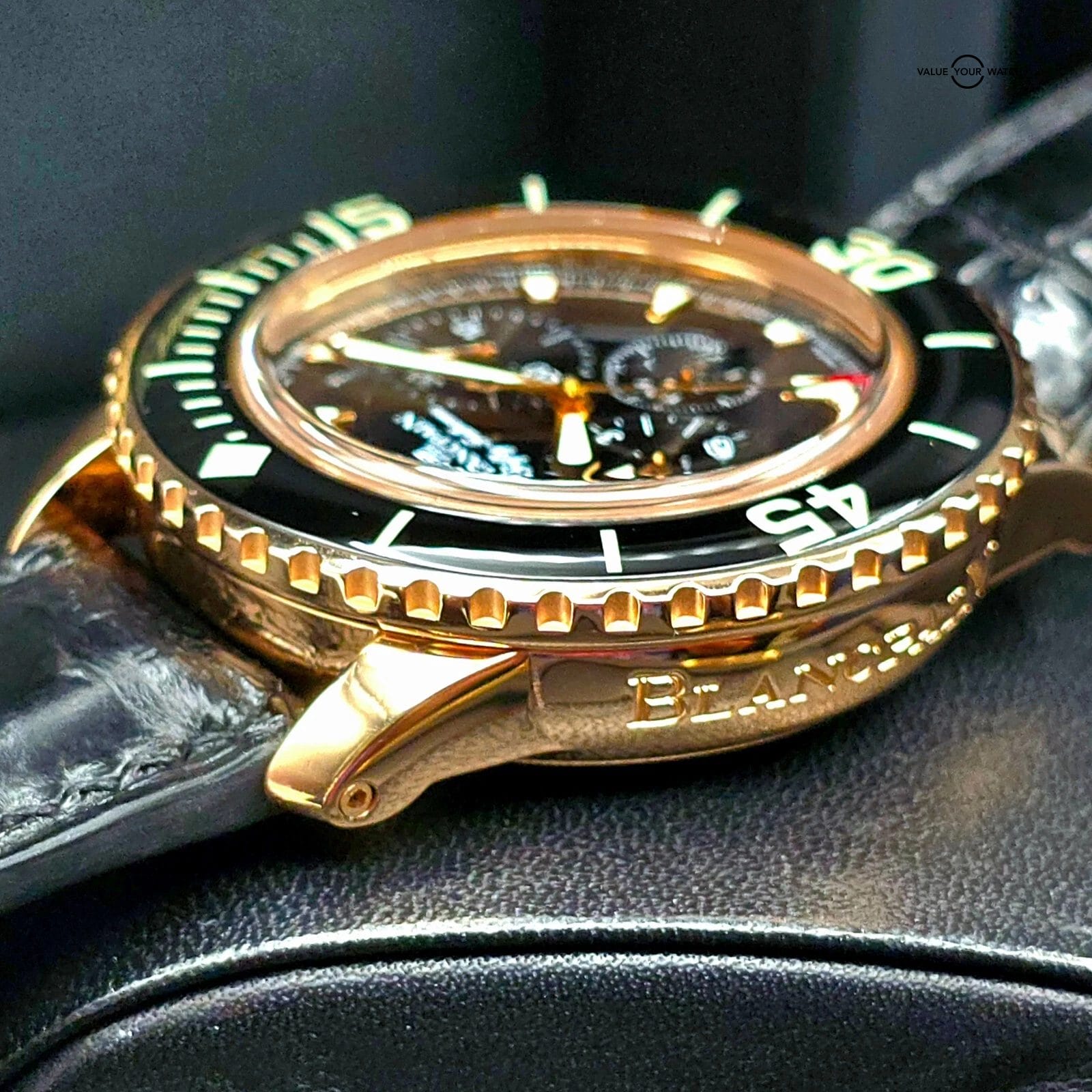 Blancpain Fifty Fathoms Flyback Chronograph 18k Gold, 45mm full set extra straps - Image 7