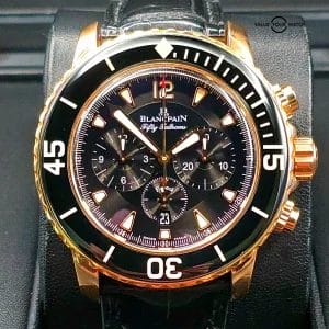 Blancpain Fifty Fathoms Flyback Chronograph 18k Gold, 45mm full set extra straps