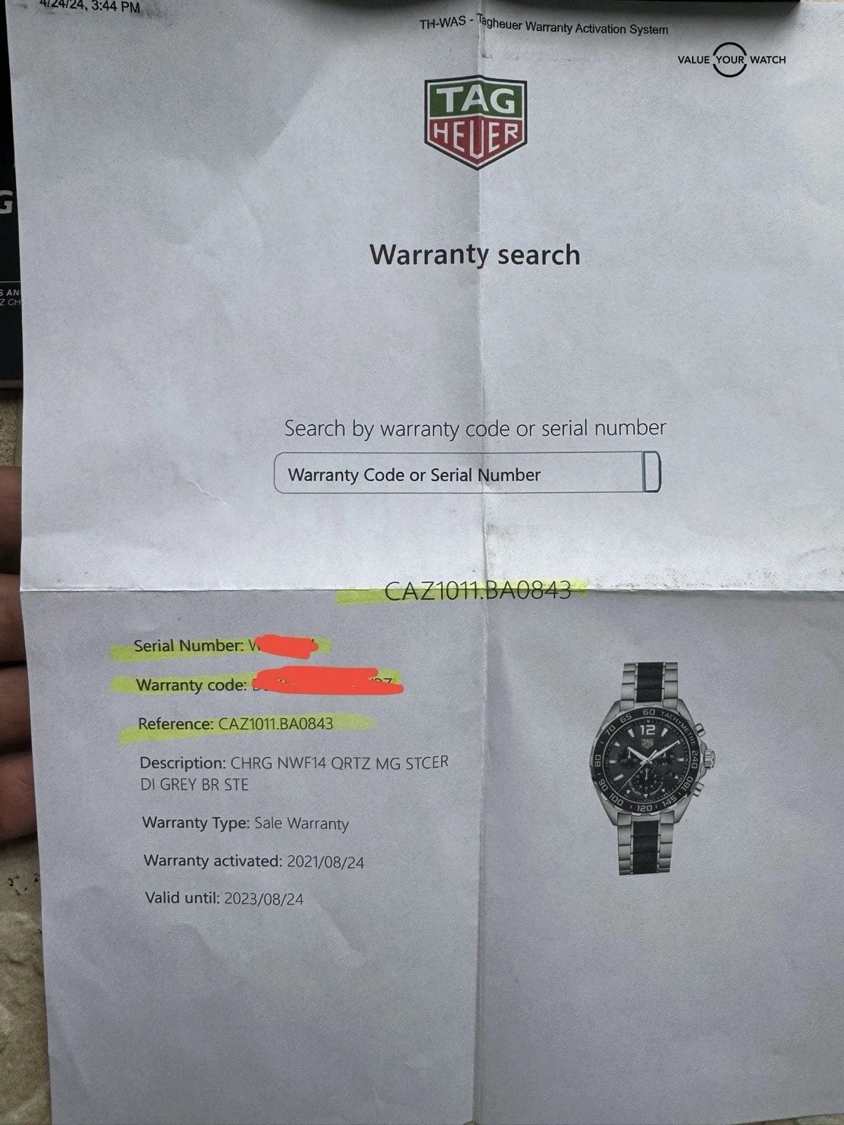 Tag Heuer Formula 1 Chronograph Anthracite Grey Dial Men's Watch CAZ1011.BA0843 - Image 3