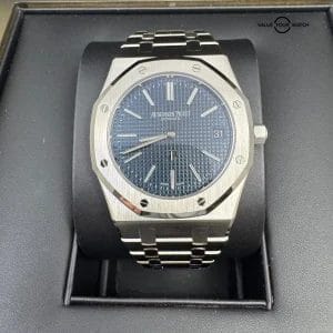 50th UNWORN STICKERS UNSIZED UNPOLISHED 39mm Royal Oak Jumbo in Steel Box Papers