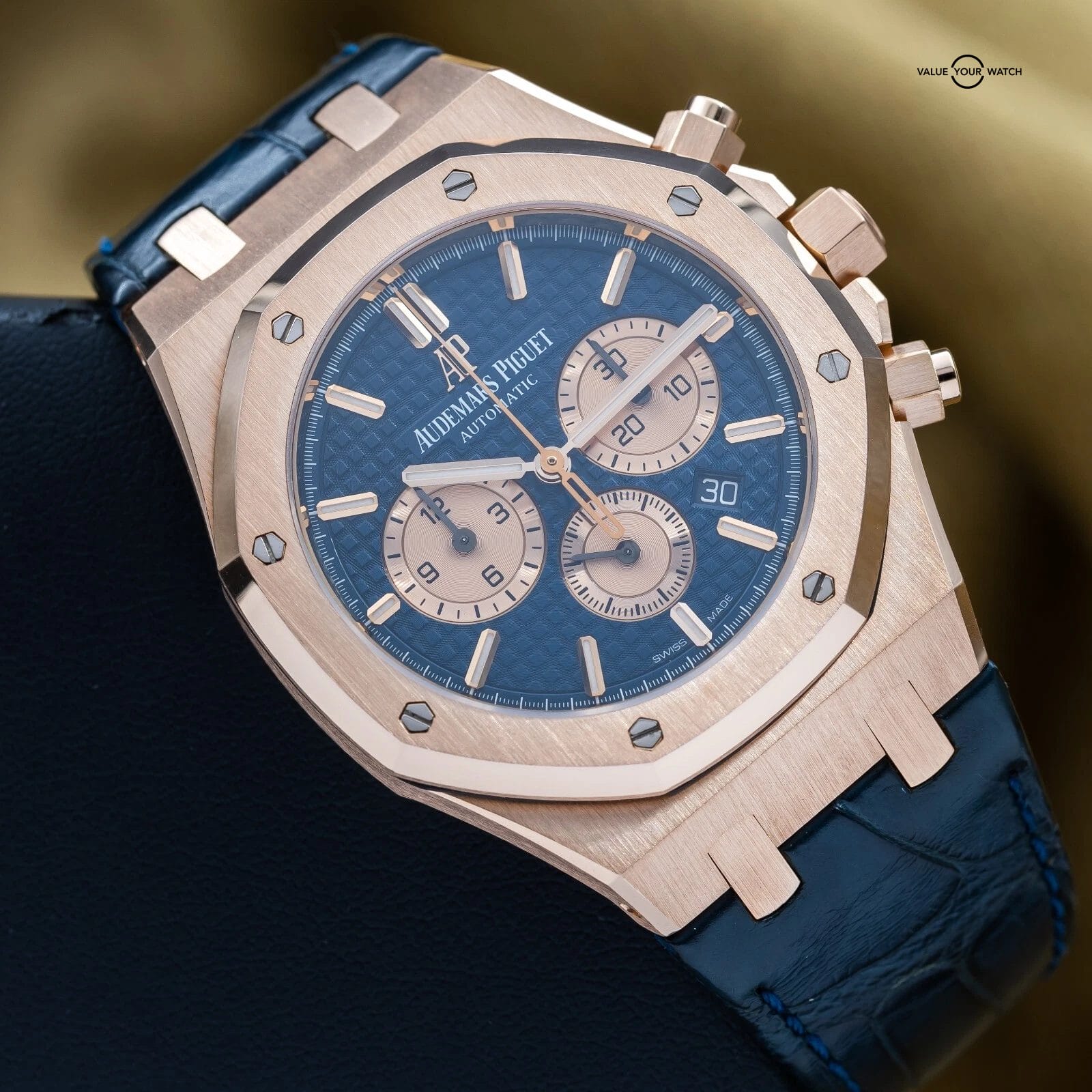 Audemars Piguet Royal Oak Chronograph 41mm Rose Gold 26331OR Blue Dial Full Set - Image 3