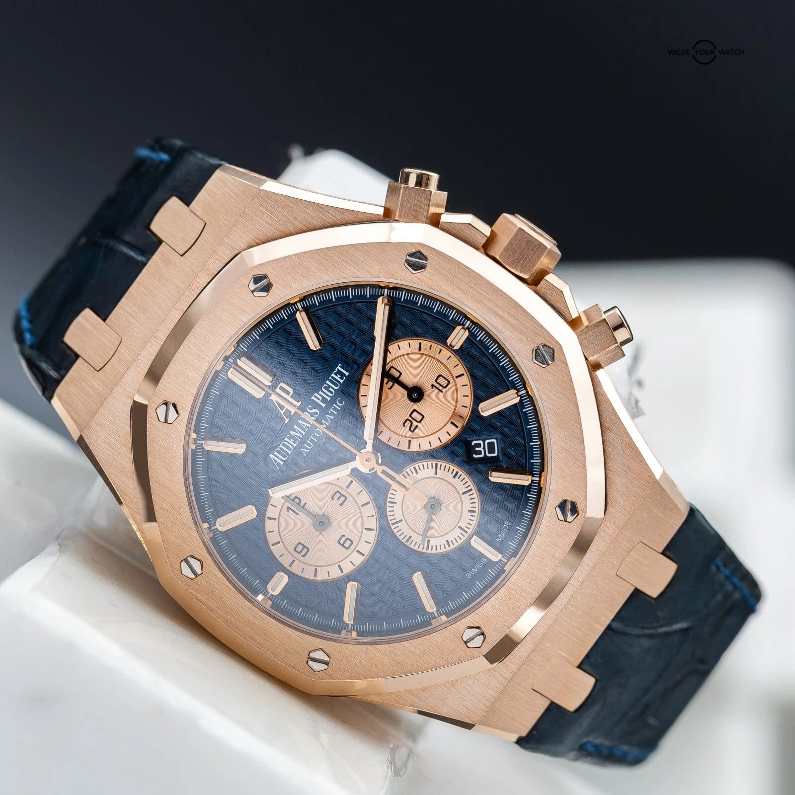 Audemars Piguet Royal Oak Chronograph 41mm Rose Gold 26331OR Blue Dial Full Set - Image 5