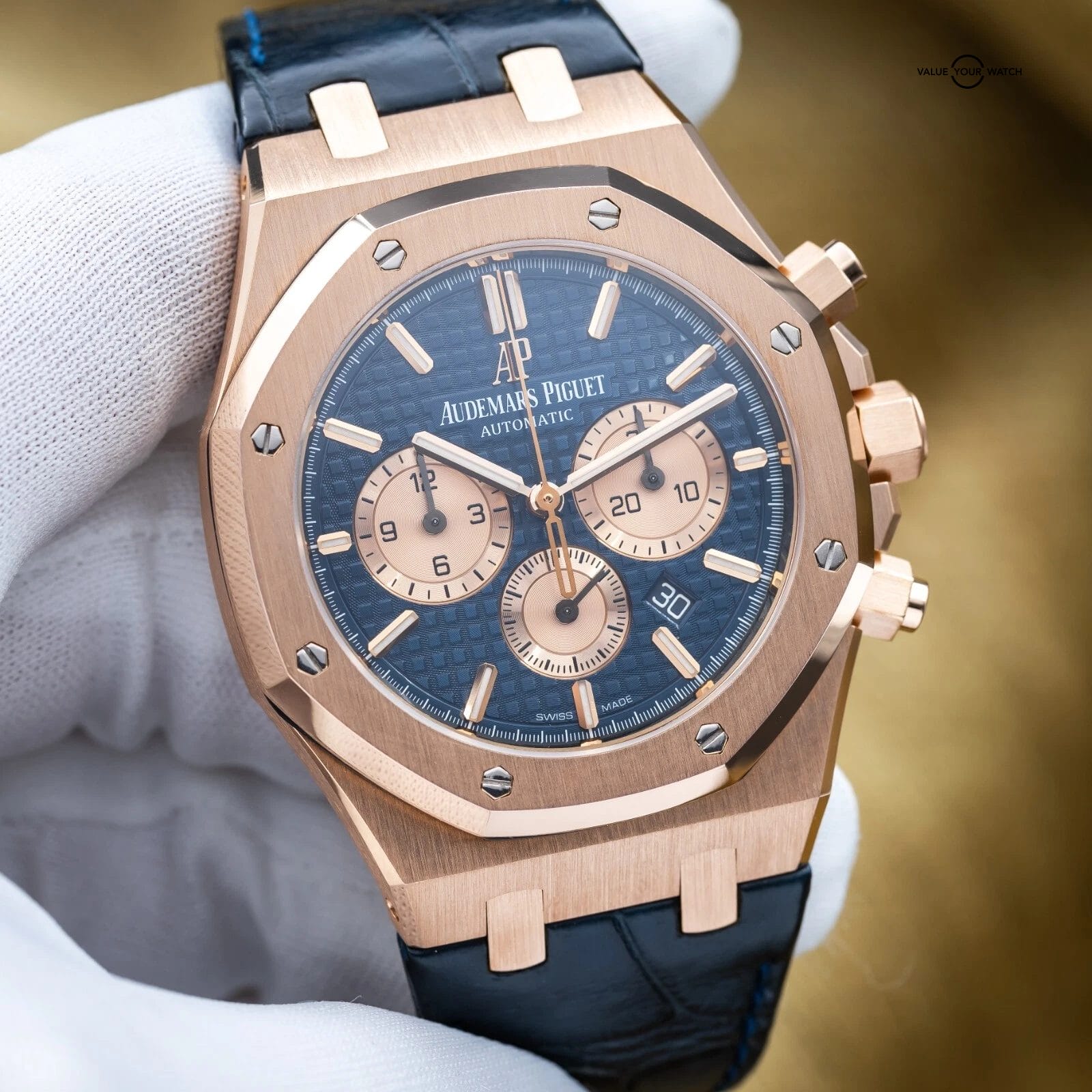 Audemars Piguet Royal Oak Chronograph 41mm Rose Gold 26331OR Blue Dial Full Set - Image 9