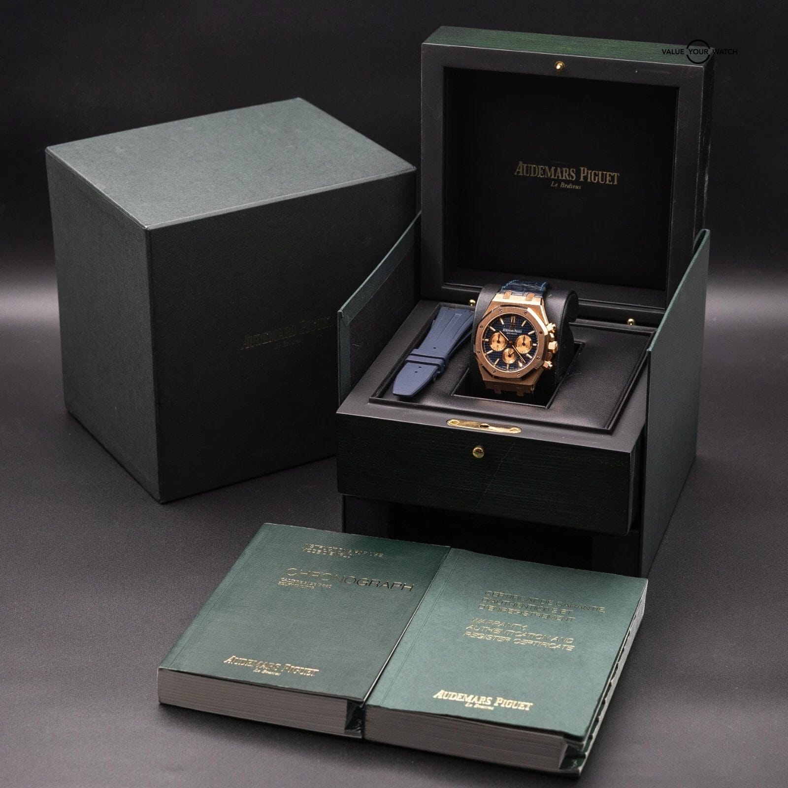 Audemars Piguet Royal Oak Chronograph 41mm Rose Gold 26331OR Blue Dial Full Set - Image 15