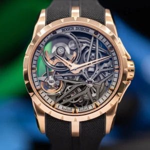 Roger Dubuis Excalibur Monobalancier Skeleton Dial 42mm Rose Gold Mens Watch