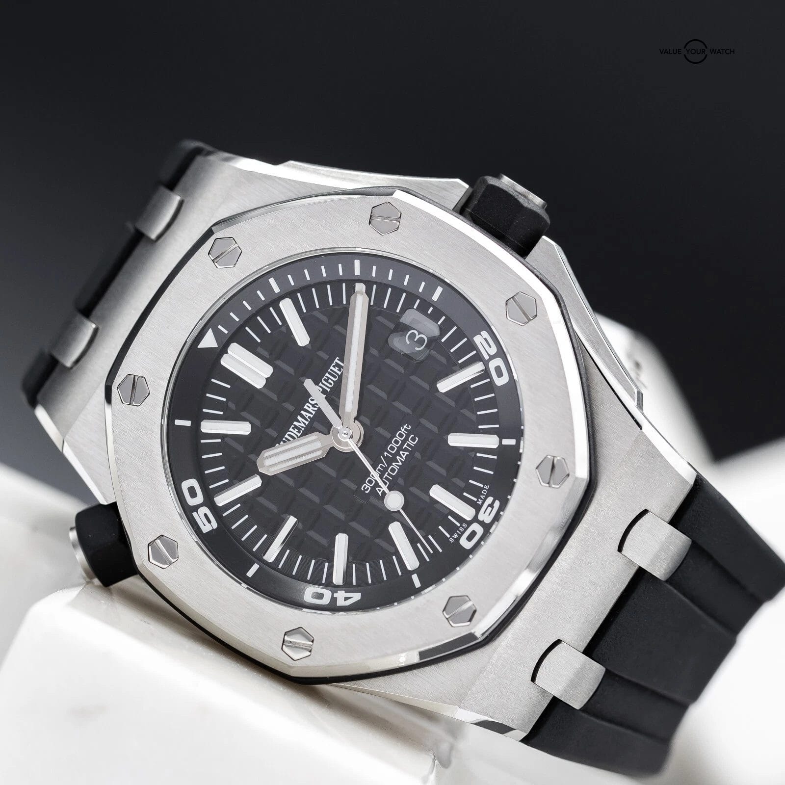 Audemars Piguet Royal Oak Offshore Diver 42mm Black Dial AP 15710ST - Full Set - Image 3
