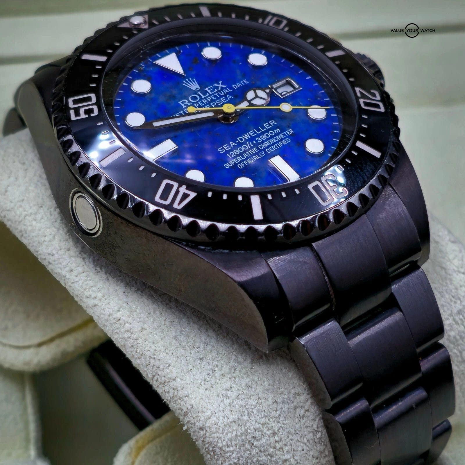 Rolex Sea Dweller Deepsea with custom Lapis Lazuli stone Dial, 44mm Black PVD - Image 6