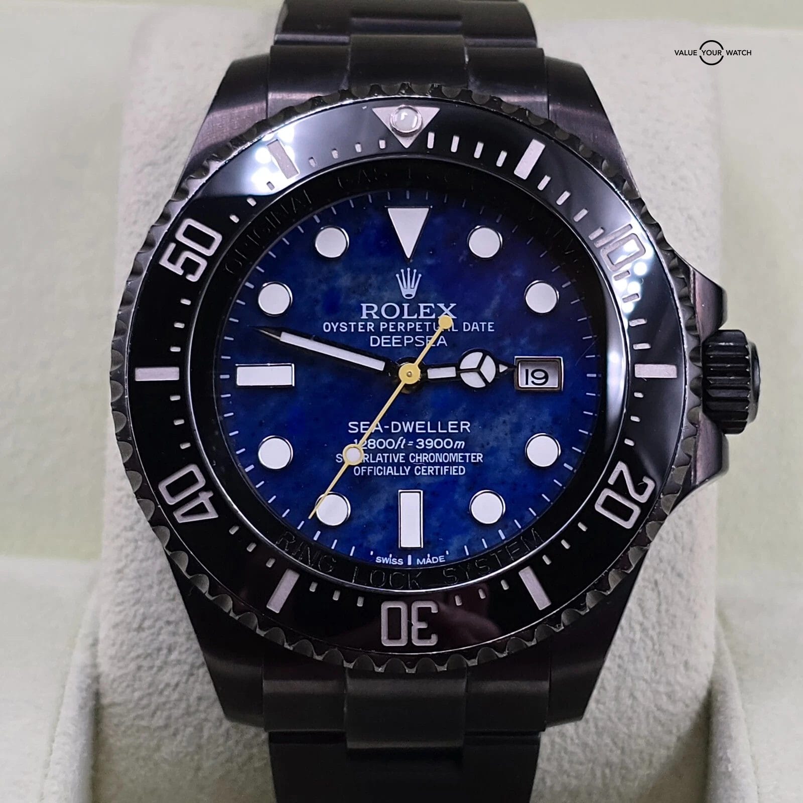 Rolex Sea Dweller Deepsea with custom Lapis Lazuli stone Dial, 44mm Black PVD - Image 7