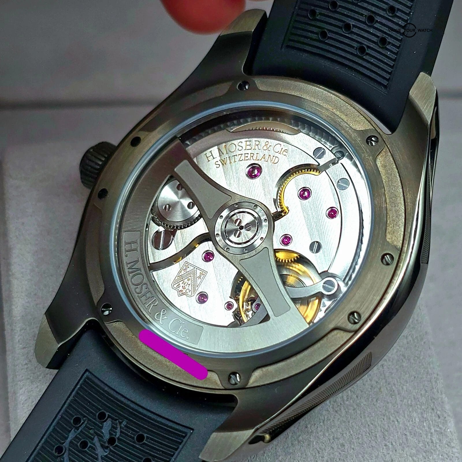 H. Moser & Cie. Pioneer Blue Fume, 43mm steel Black DLC, brand new full set! - Image 4