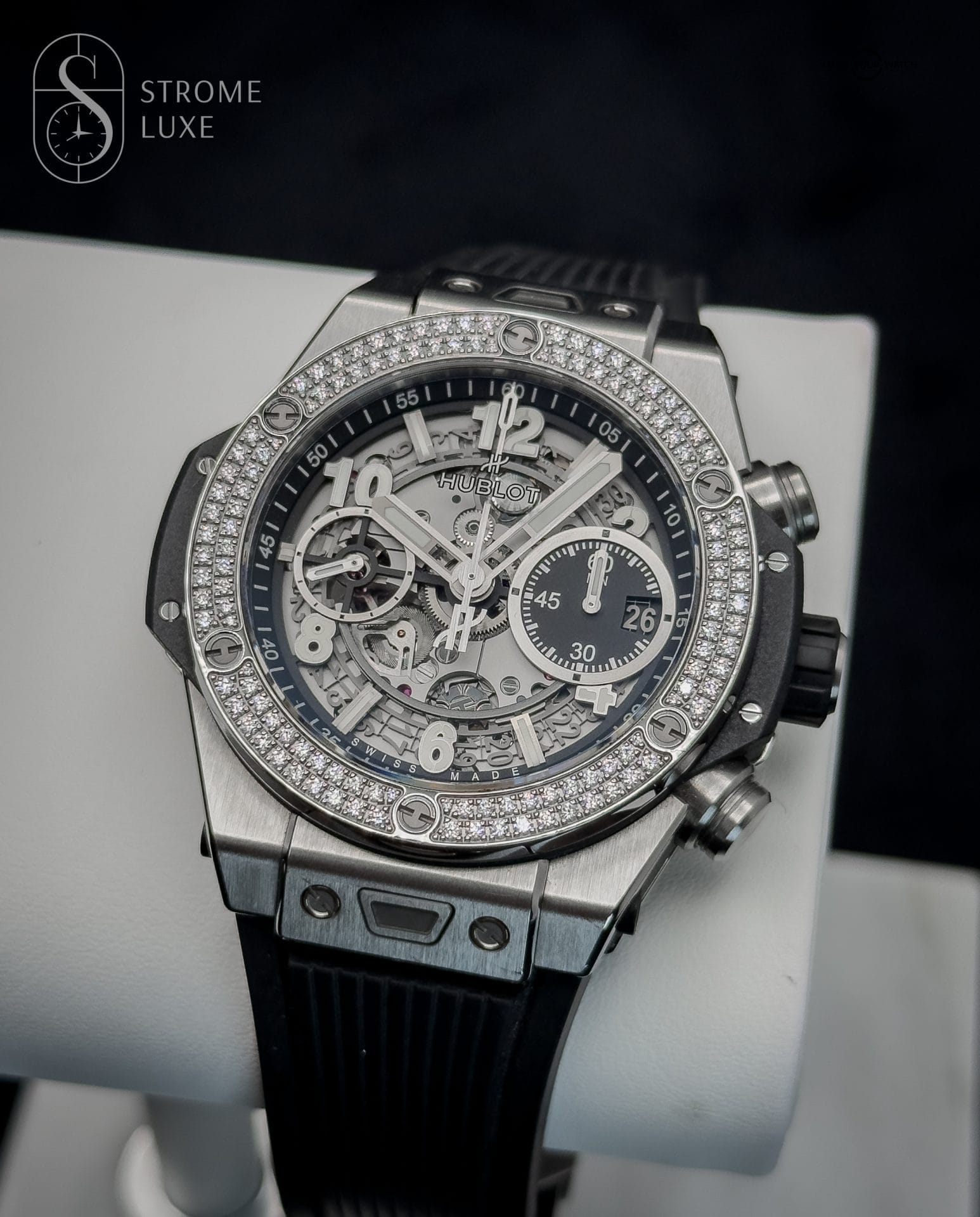 Hublot Big Bang Unico 42 Titanium 441.NX.1171.RX.1104 Factory Diamonds B&P w/ extra strap & travel pouch