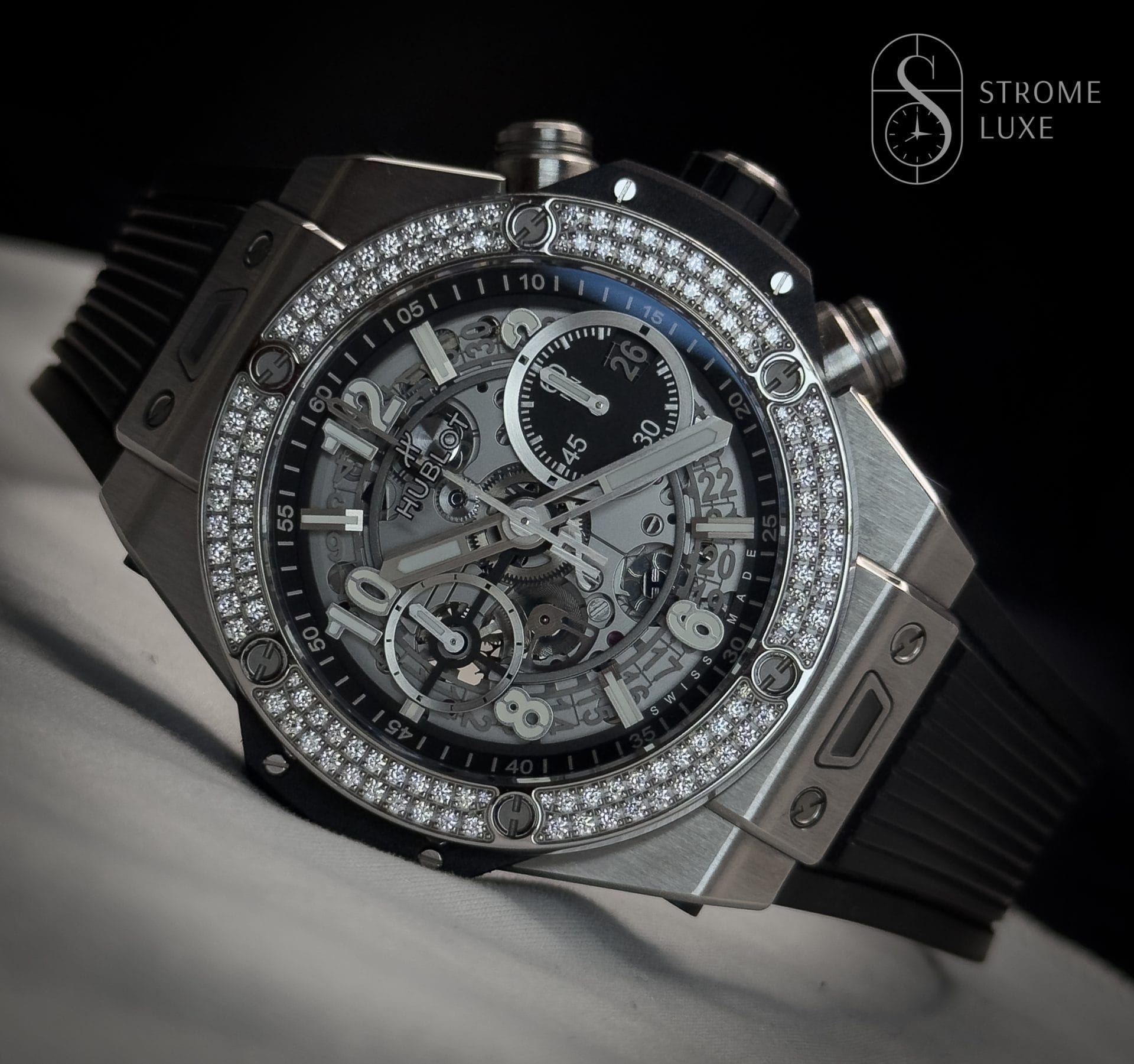 Hublot Big Bang Unico 42 Titanium 441.NX.1171.RX.1104 Factory Diamonds B&P w/ extra strap & travel pouch - Image 6