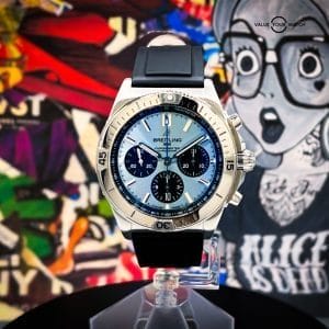 Breitling Chronomat B01 42mm Ice Blue Mens Watch PB0134 Box Card Extra Strap