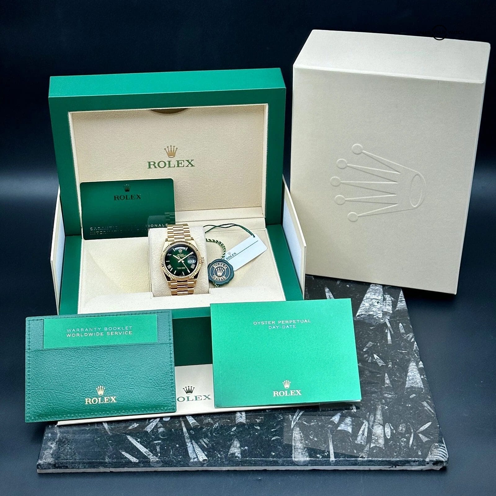 Rolex Day Date 36mm Green Ombre Dial New/ Unworn 128238 President Dec 2024 - Image 3