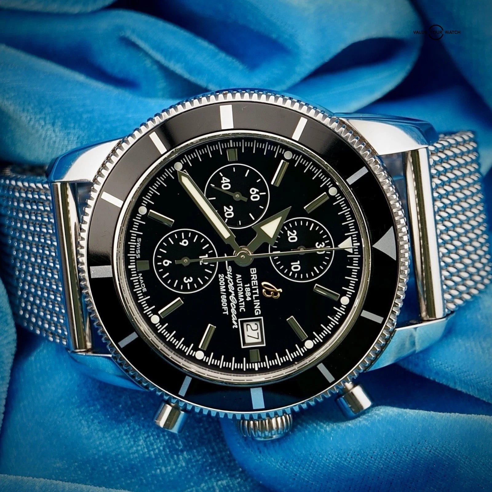 BREITLING Superocean Heritage A13320 46MM Chronograph, Extra Strap, Box & Papers - Image 5