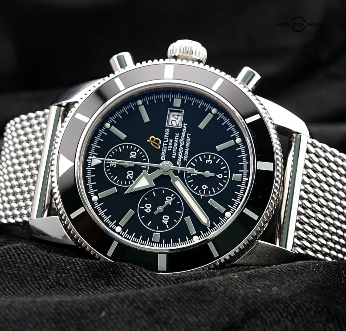 BREITLING Superocean Heritage A13320 46MM Chronograph, Extra Strap, Box & Papers