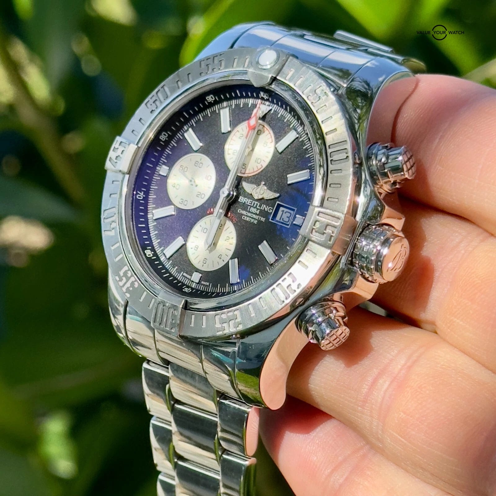 BREITLING SUPER AVENGER A13371 - 48MM, FULL SET, Steel Bracelet & 2 Extra Straps - Image 8