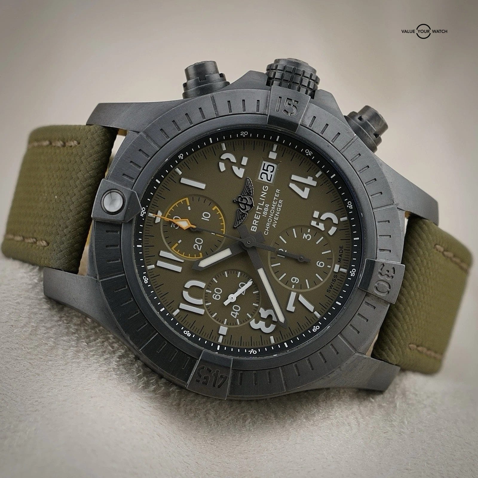 Breitling Avenger 45MM Night Mission Military Green V13317 Chronograph Watch
