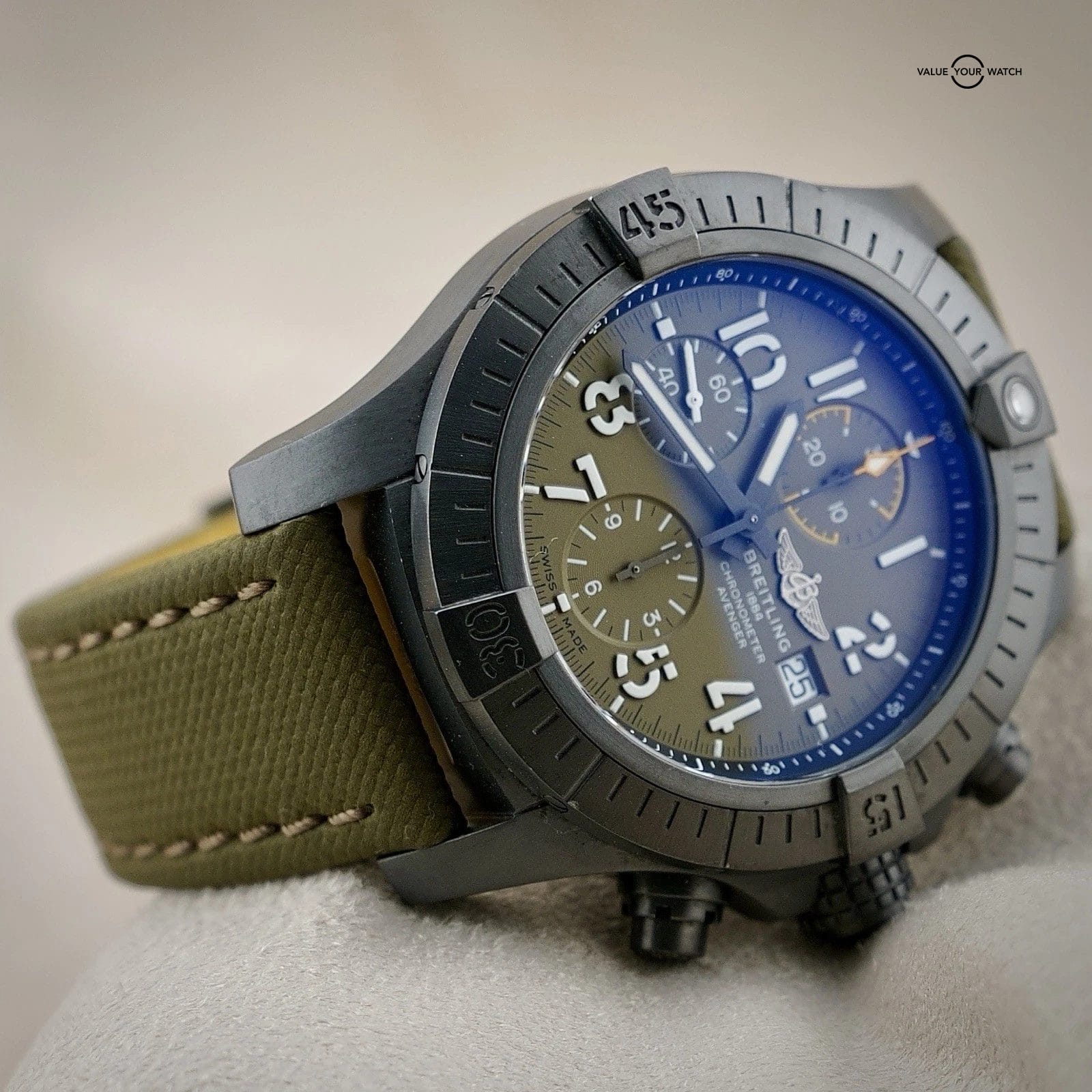 Breitling Avenger 45MM Night Mission Military Green V13317 Chronograph Watch - Image 3