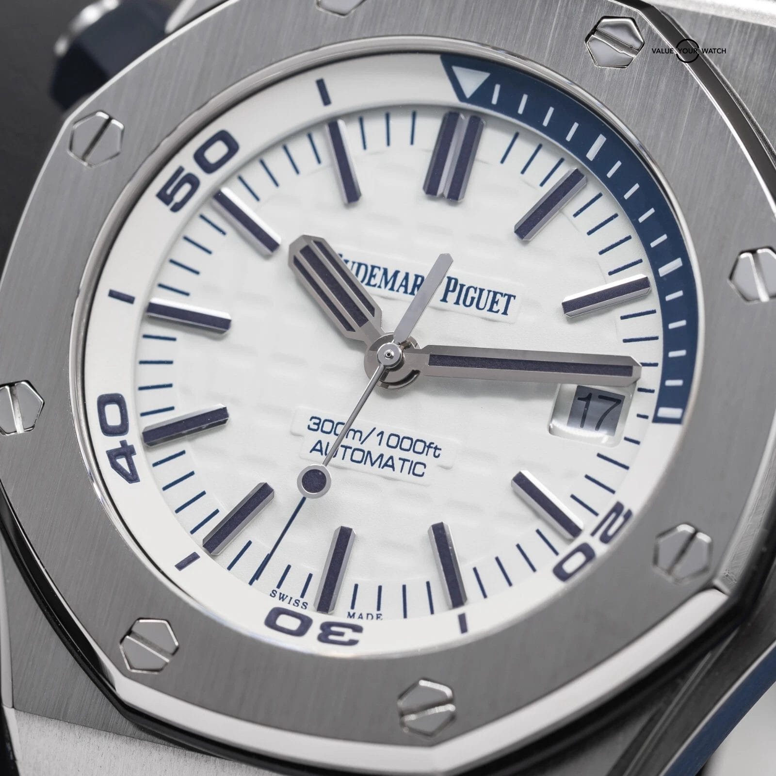 Audemars Piguet Royal Oak Offshore White Blue Accents Men's Diver Watch 15710ST - Image 15