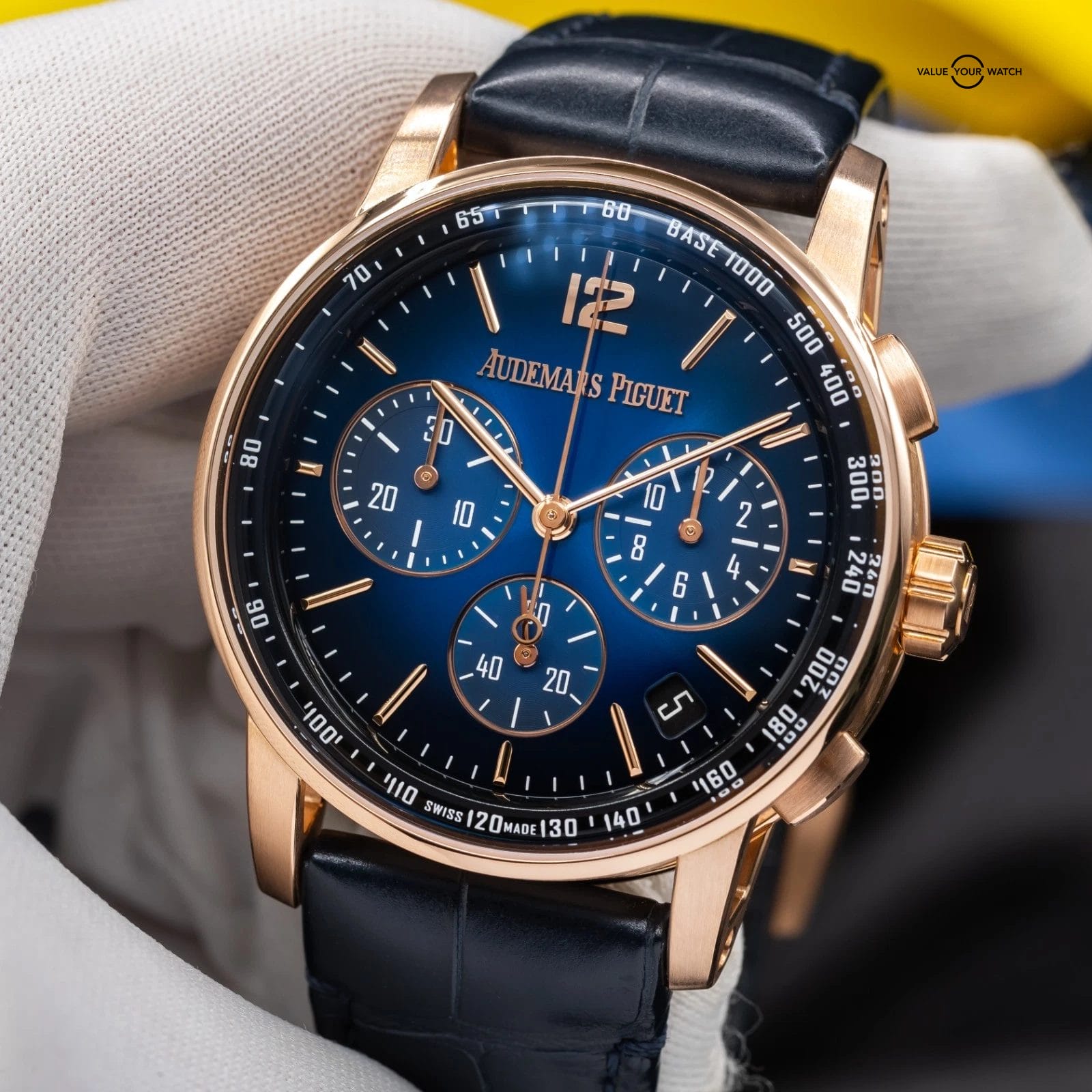 Audemars Piguet Code 11.59 Rose Gold Chronograph Blue Dial Men's Watch 26390OR - Image 8