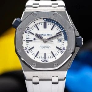 Audemars Piguet Royal Oak Offshore White Blue Accents Men’s Diver Watch 15710ST