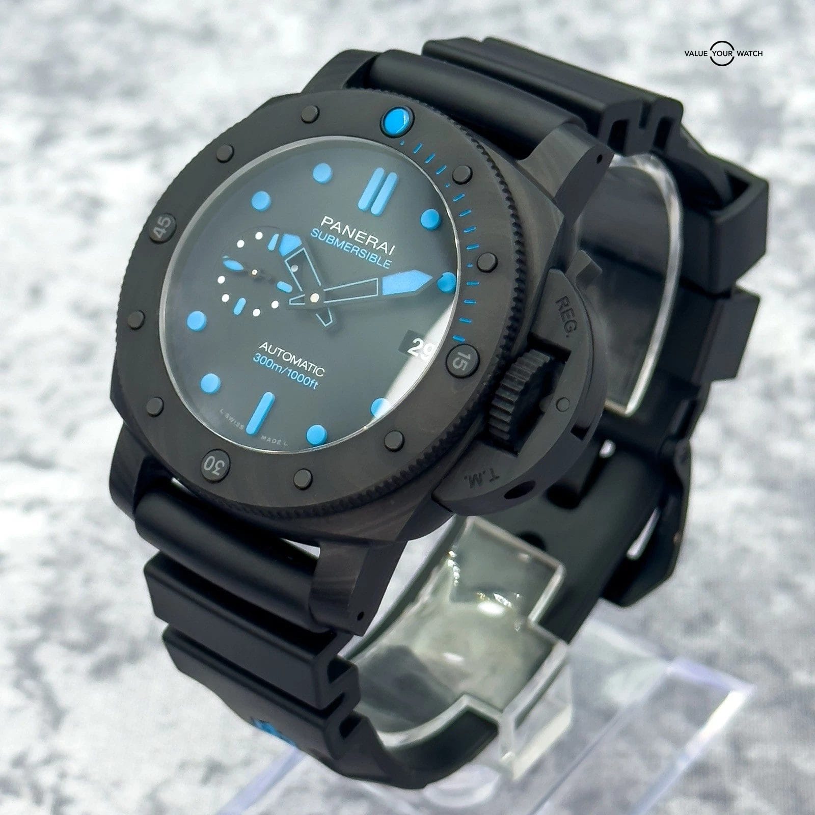 2023 Panerai Submersible Carbotech Black w/ Blue 42mm PAM00960 - Excellent! - Image 9
