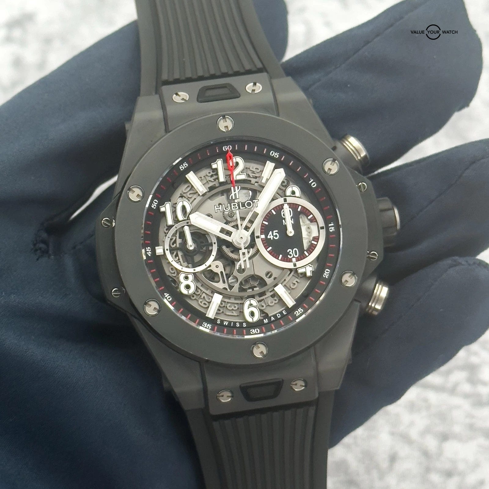 Hublot Big Bang Unico Black Magic Ceramic Skeleton 45mm- Bracelet+2 Extra Straps - Image 2