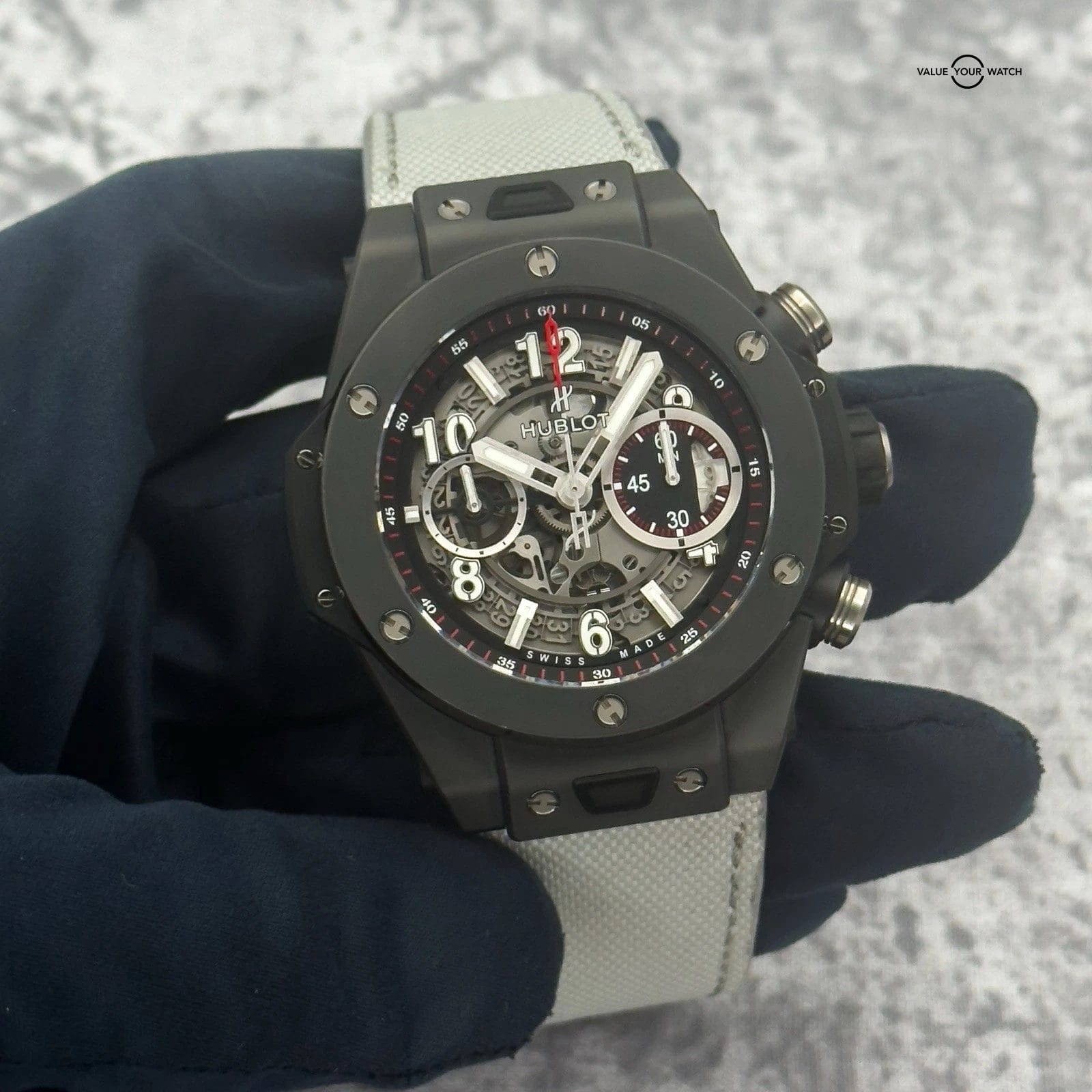 Hublot Big Bang Unico Black Magic Ceramic Skeleton 45mm- Bracelet+2 Extra Straps - Image 3