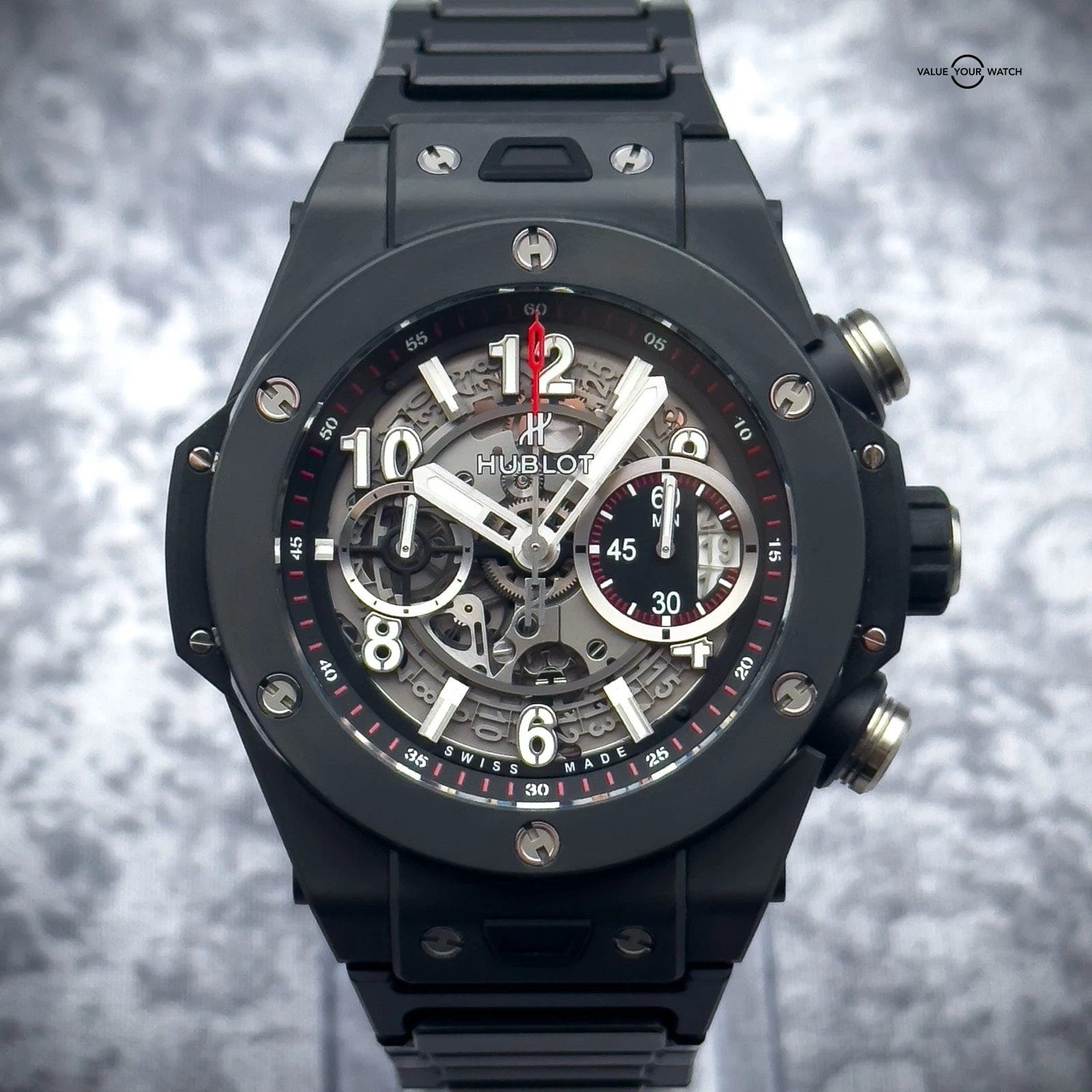 Hublot Big Bang Unico Black Magic Ceramic Skeleton 45mm- Bracelet+2 Extra Straps