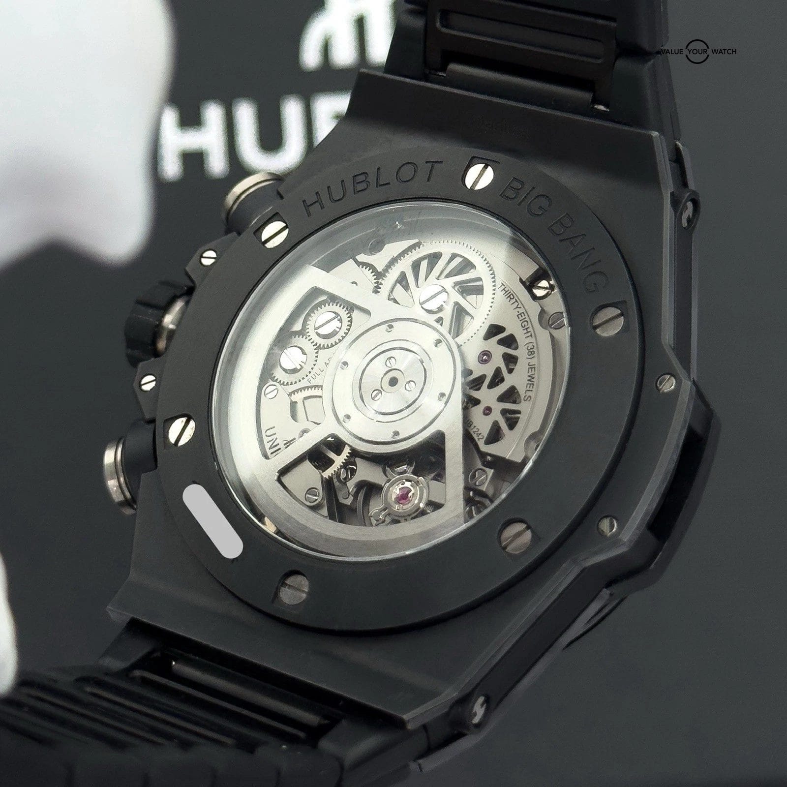Hublot Big Bang Unico Black Magic Ceramic Skeleton 45mm- Bracelet+2 Extra Straps - Image 10