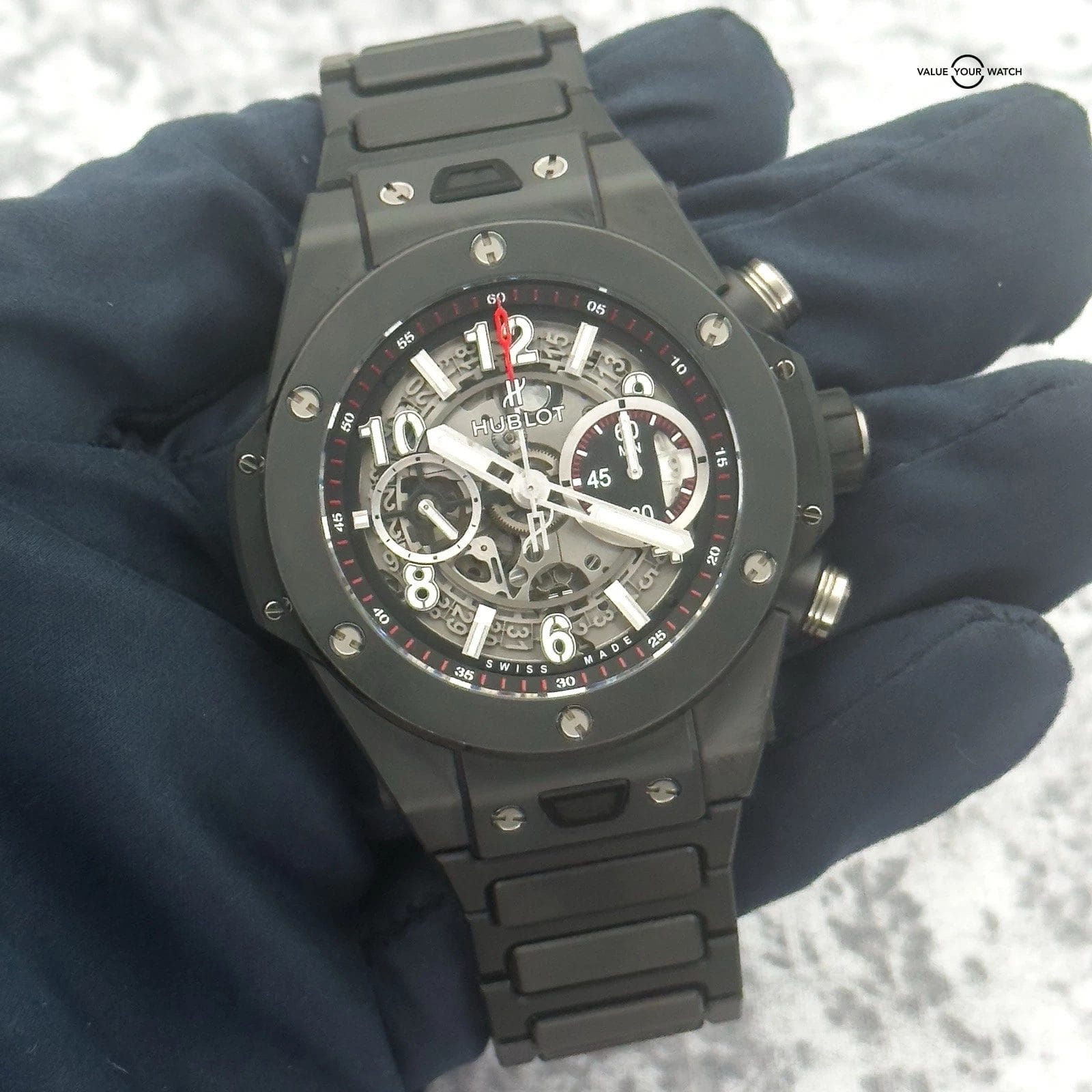 Hublot Big Bang Unico Black Magic Ceramic Skeleton 45mm- Bracelet+2 Extra Straps - Image 15