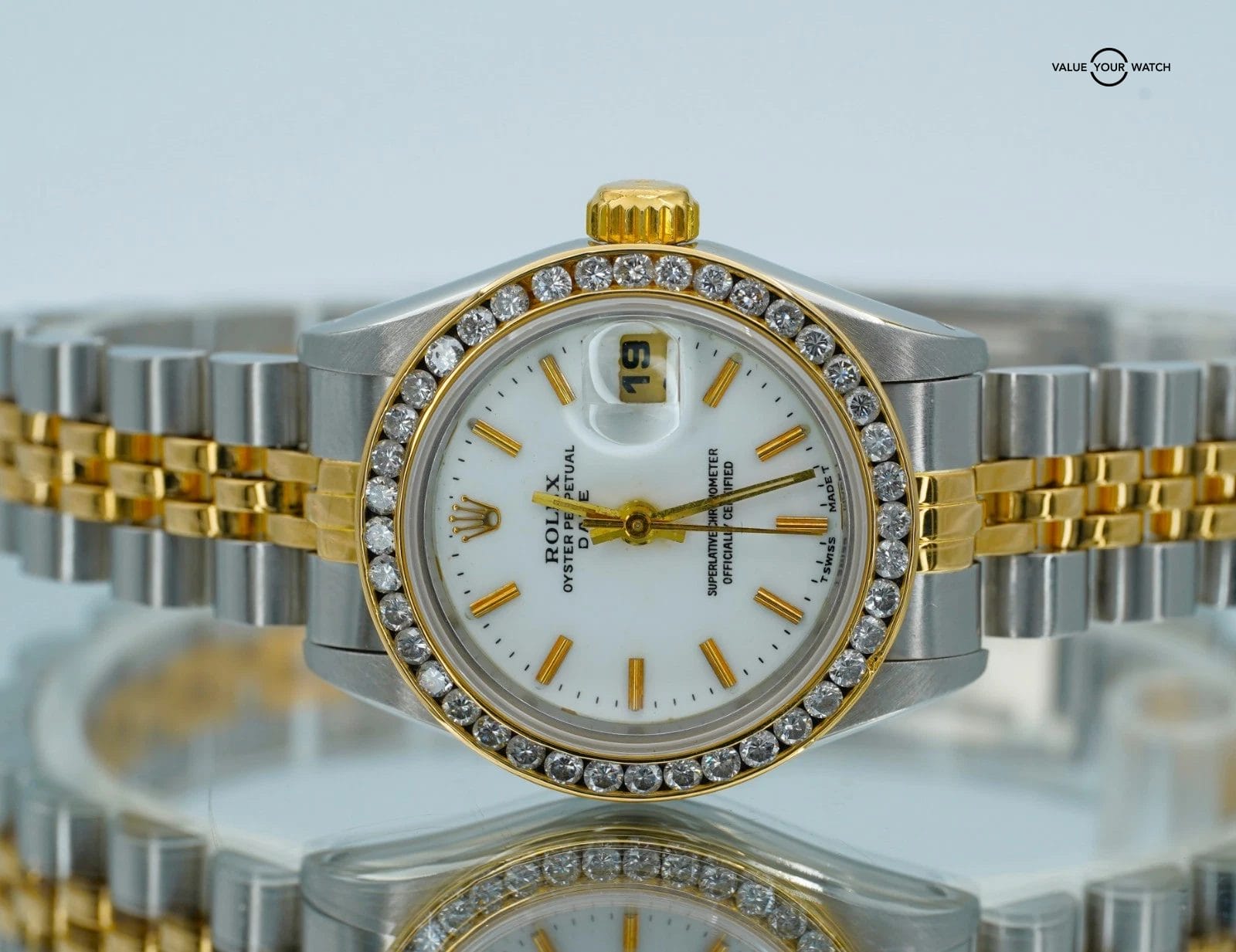 Rolex Datejust 26mm 69173 18K Yellow Gold & Steel Diamond Bezel Automatic! - Image 5