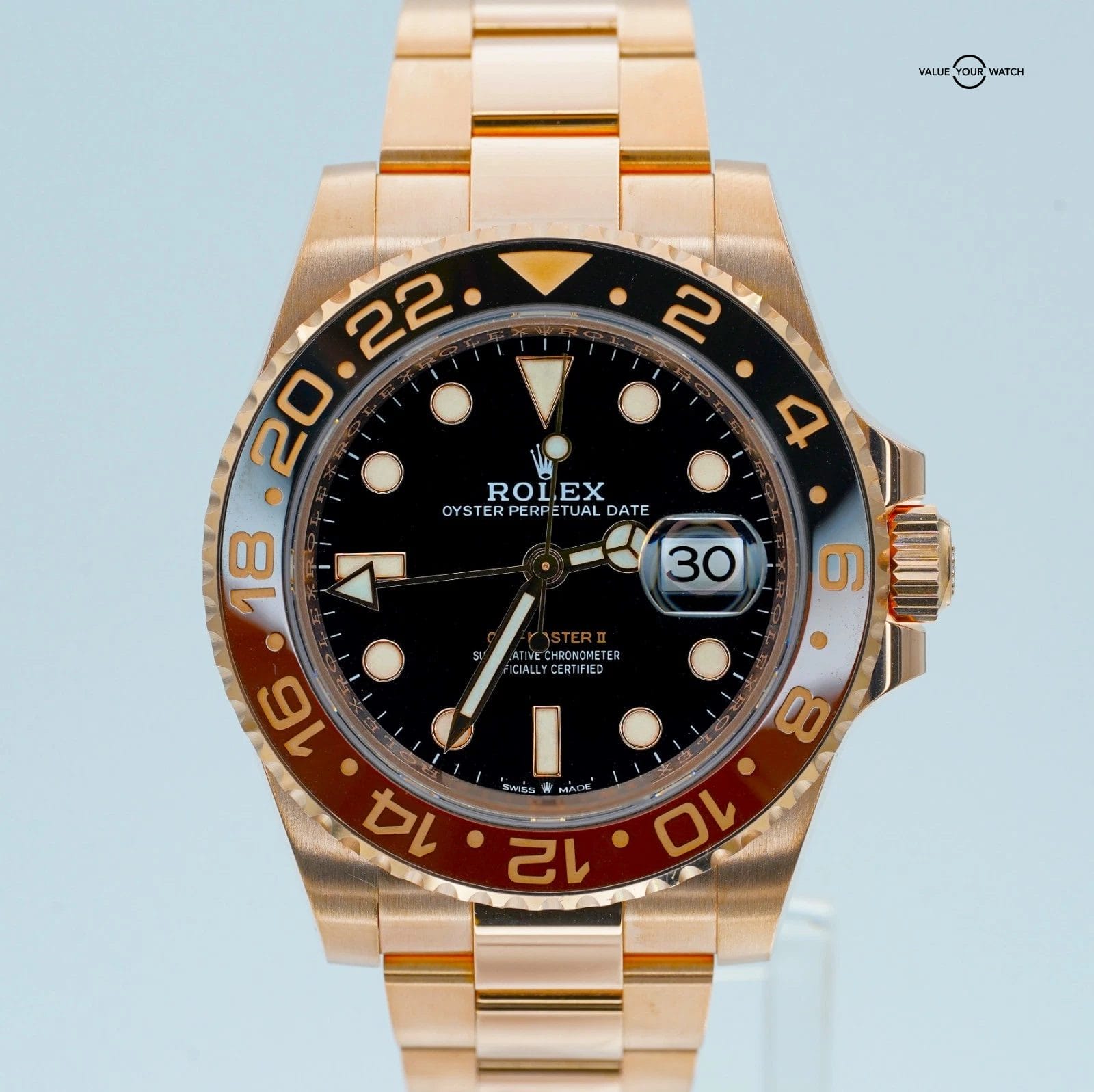 Rolex GMT Master II 40mm ROOTBEER 126715CHNR Rose Gold BOX/PAPERS!