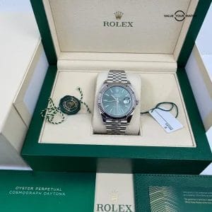 2023 MINT Green Dial Fluted Jubilee Rolex Date Just 41mm Fluted Mint 126334
