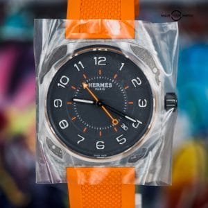 NEW Hermes H08 Orange 39mm Automatic Glass Fiber Watch – BOX & PAPERS – SP1.746C