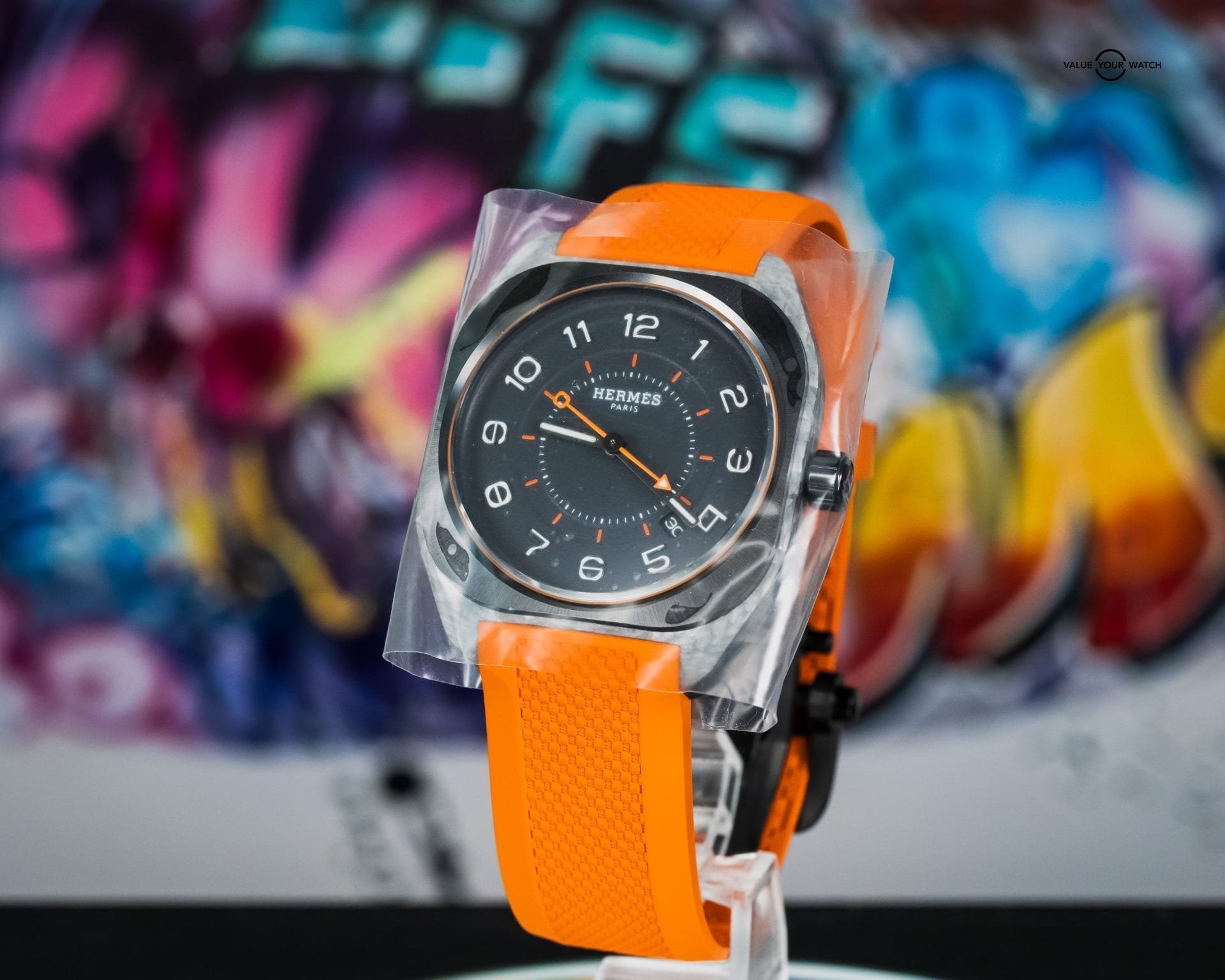 NEW Hermes H08 Orange 39mm Automatic Glass Fiber Watch – BOX