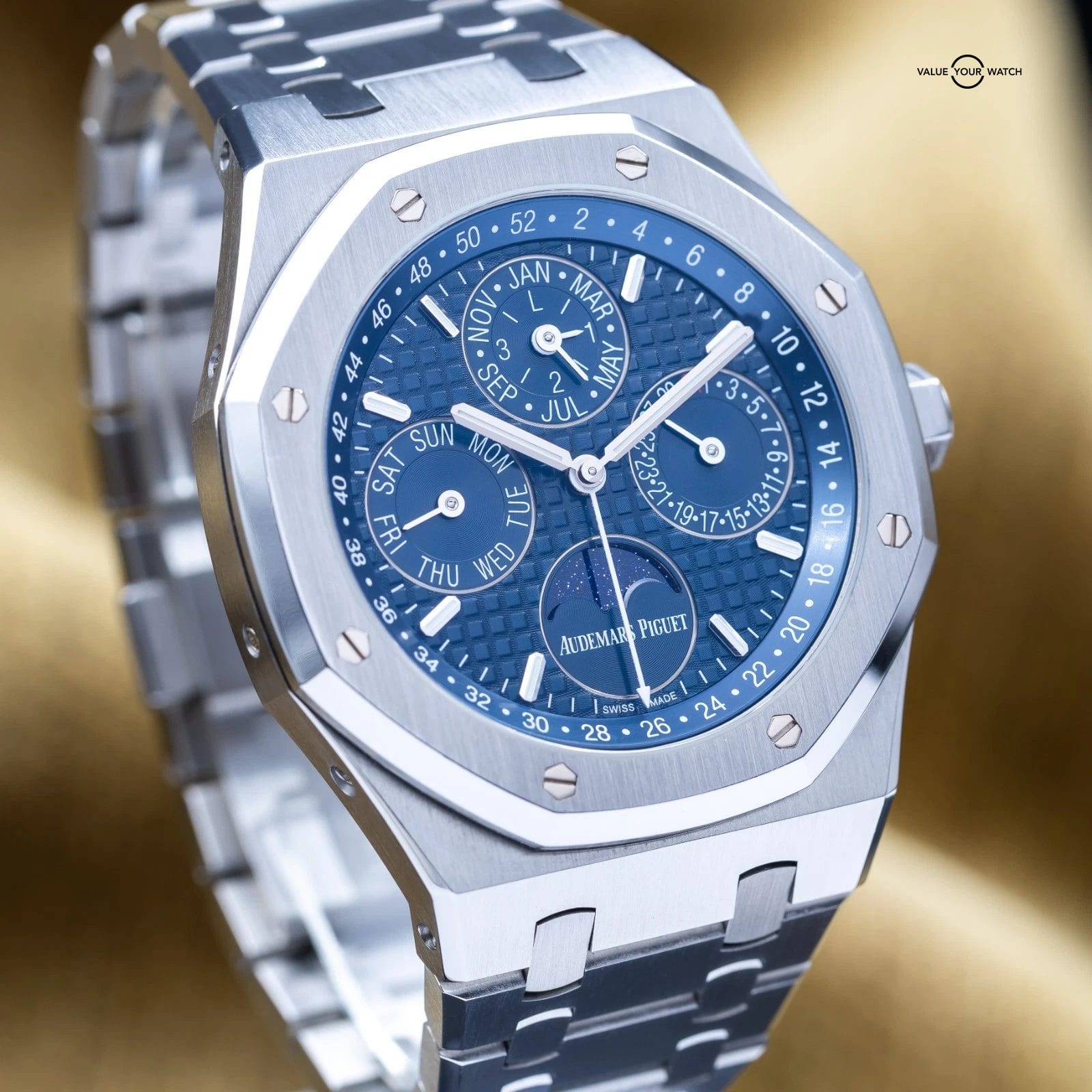 Audemars Piguet Royal Oak Perpetual Calendar 41mm Blue Dial AP Quantieme 26574ST - Image 3