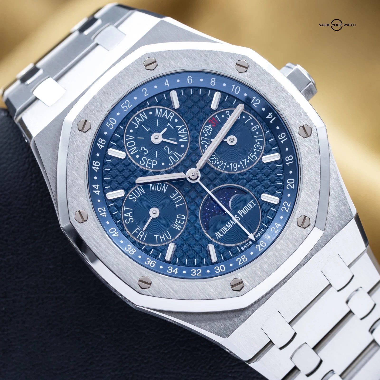 Audemars Piguet Royal Oak Perpetual Calendar 41mm Blue Dial AP Quantieme 26574ST - Image 4