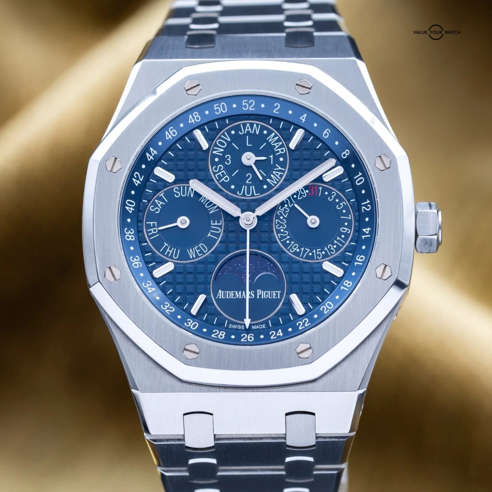 Audemars Piguet Royal Oak Perpetual Calendar 41mm Blue Dial AP Quantieme 26574ST
